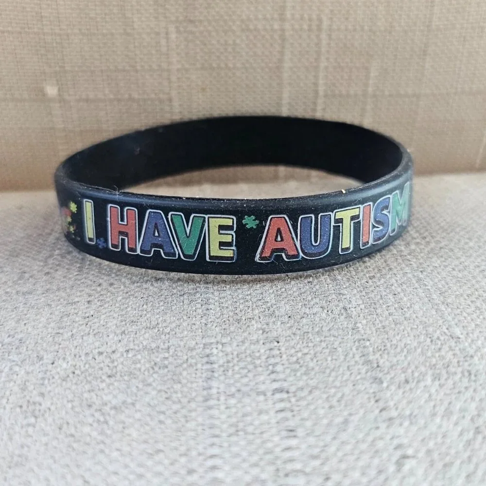 Its ok to be Different Bracelet I have Autism Wrist Band Black Stretched Rubber